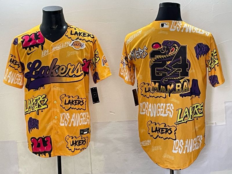 Men 2025 Los Angeles Lakers Blank Yellow NBA Nike jersey 05